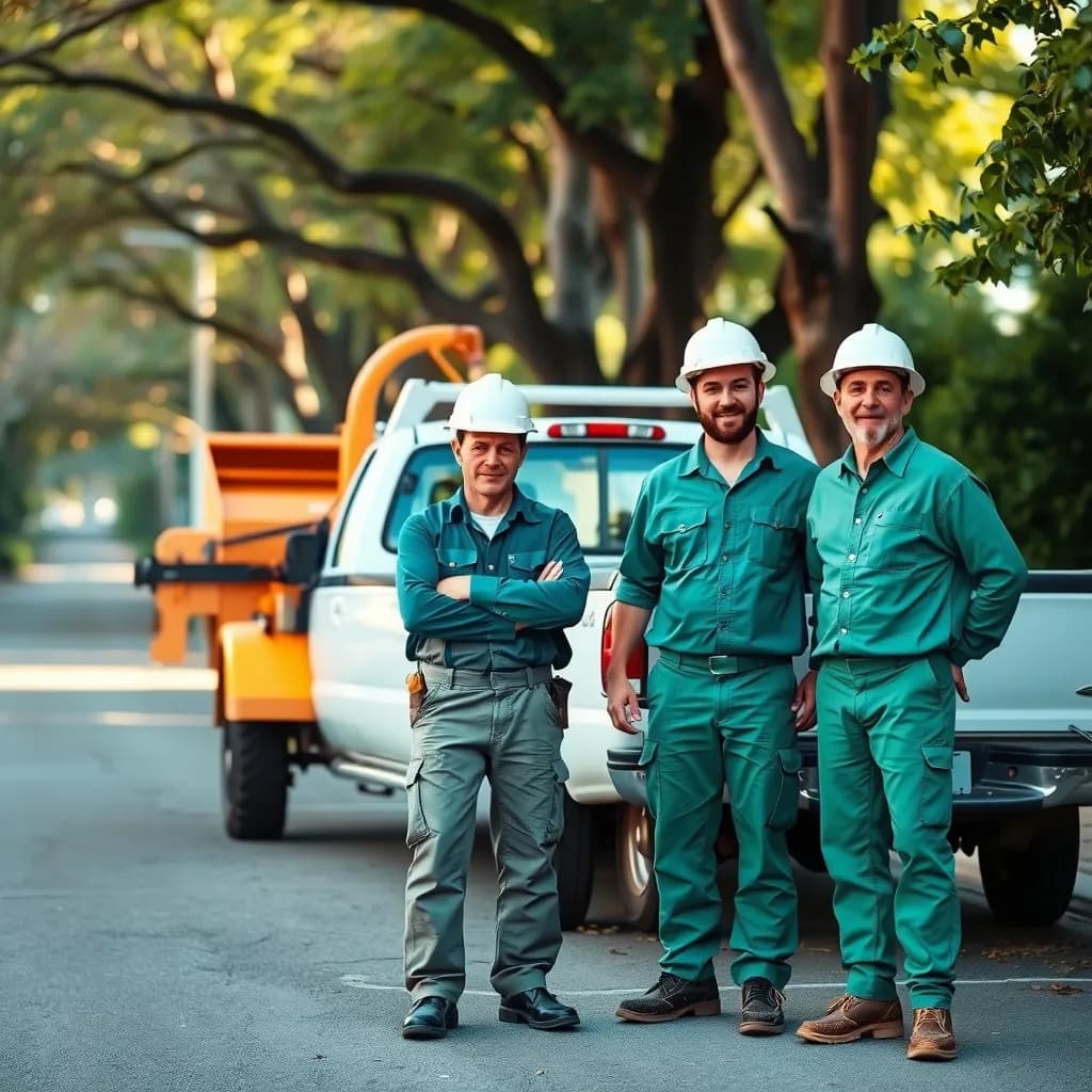 Tree service marketing for a new company: an arborist crew working beside a truck