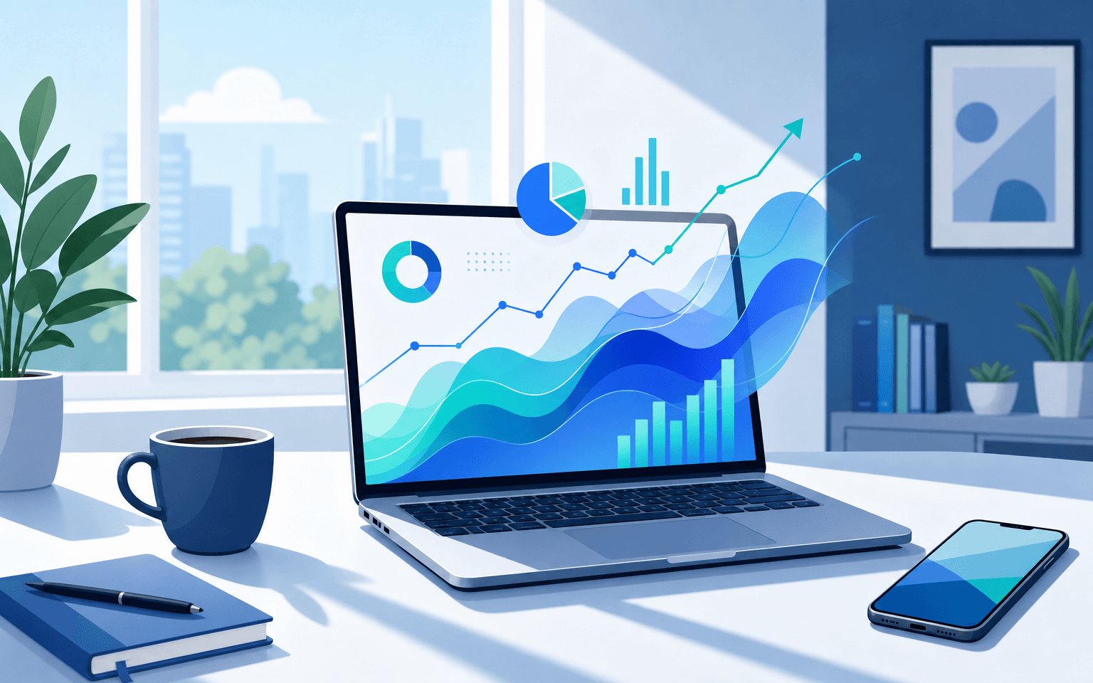 Fintech Product Analytics — illustration for an article on fintech digital growth stack