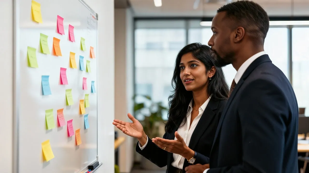 CRM data migration checks: colleagues comparing a spreadsheet on screen