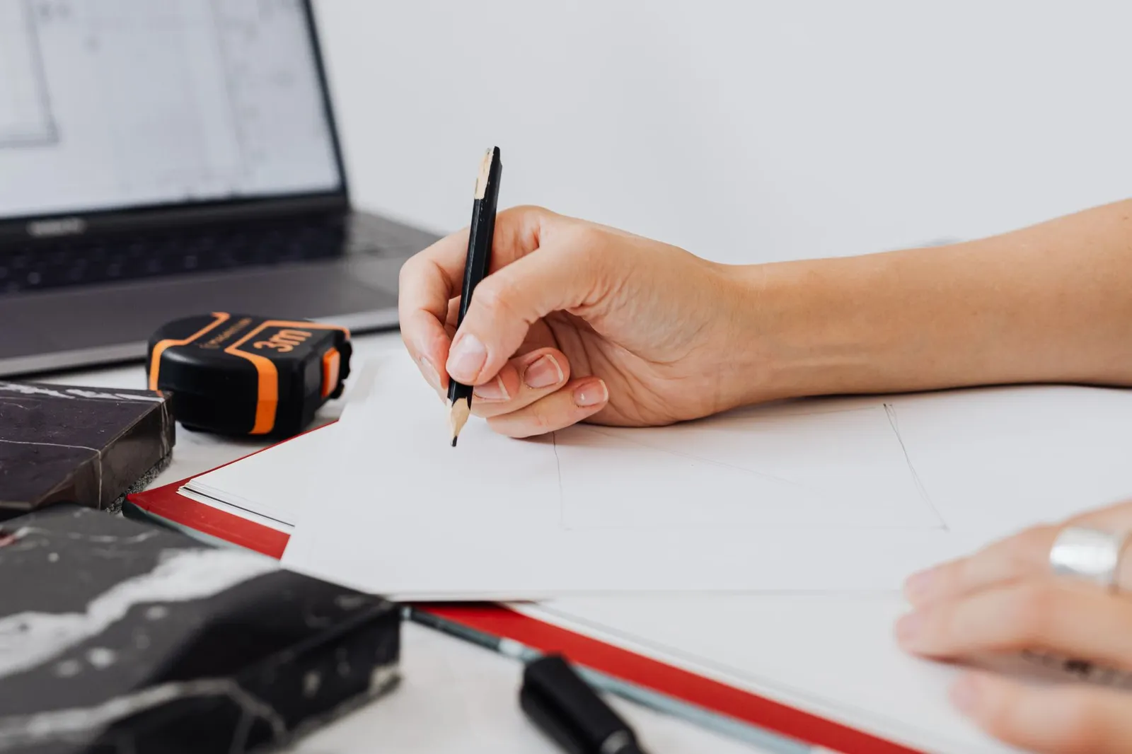 GoHighLevel landing page builder layout being reviewed on a laptop screen